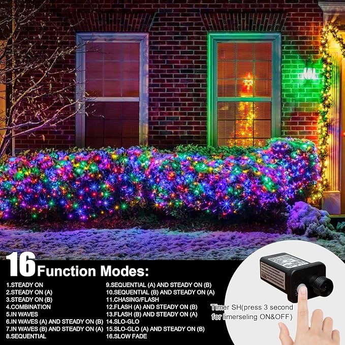 LAMPHOME 165FT 500 LED Colourful String Lights, 16 Modes Timer Clear Wire Fairy Lights, Waterproof Connectable Plug in Twinkle Lights for Indoor Outdoor Easter, Christmas, Wedding Party Decorations