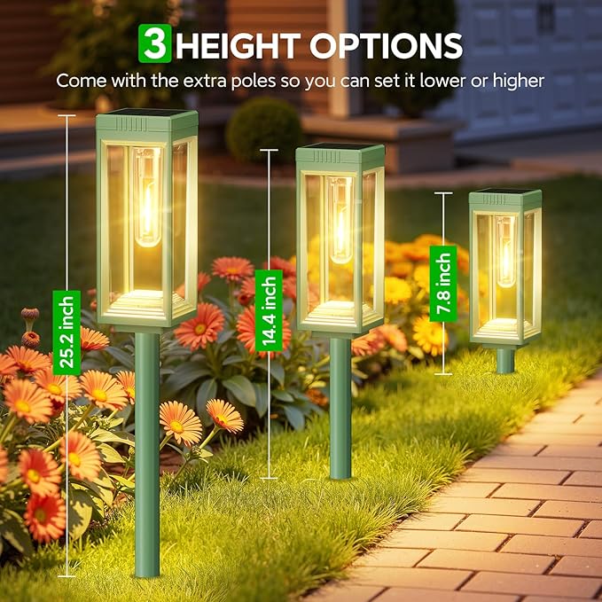 WdtPro Tall Solar Pathway Lights Outdoor, 2 Pack Outdoor Solar Lights for Yard, Auto On/Off, Up to 15 Hours Runtime, Solar Light for Yard Path Lawn Walkway, Warm White