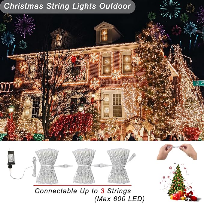 Color Changing Christmas Lights, 200 LED 35 Colors String Lights Indoor Outdoor with Remote, Waterproof Connectable Twinkle Lights Plug in for Xmas Tree 4th of July Party Wedding Room Decor