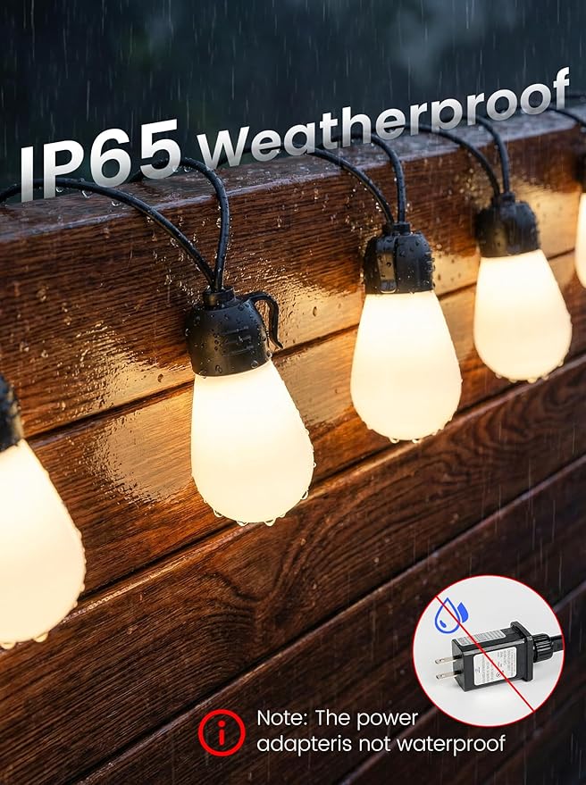 woohaha Outdoor String Lights,45FT Smart RGB+IC+Warm White Outdoor Patio Lights with 19 Dimmable LED Bulbs, IP65 Color Changing Light with APP Control&2.4G Remote,for Outside Backyard Decor