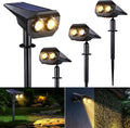 Flacchi Solar Lights Outdoor Waterproof - 2 Lighting Modes Solar Powered Garden Yard Spot Lights for Outside Landscape (Warm White, 4 Pack)