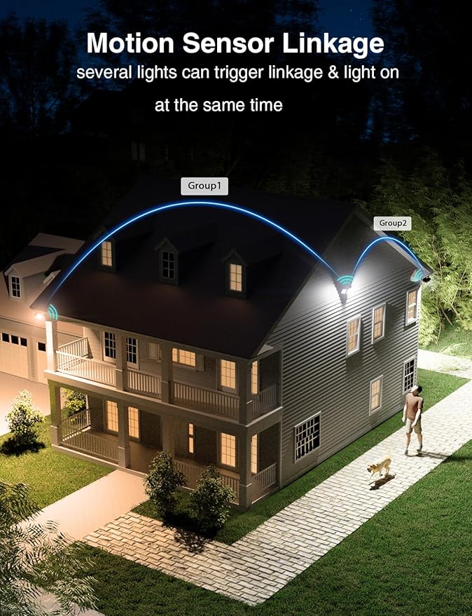 Onforu 100W 9000LM Smart LED Security Lights Motion Sensor Outdoor, WiFi Alexa Flood Light APP Control, 2500K-6500K, Motion Detector with Adjustable 3 Head, IP65 Wall Light for Yard (Black)