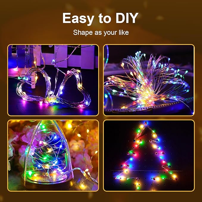 ZGWJ Fairy Lights Battery Operated, 100 Pack Twinkle String Lights 20 LED 7FT 3 Lighting Modes for Bedroom Decor, Easter, Halloween, Christmas, Party Indoor and Outdoor Decoration Colorful