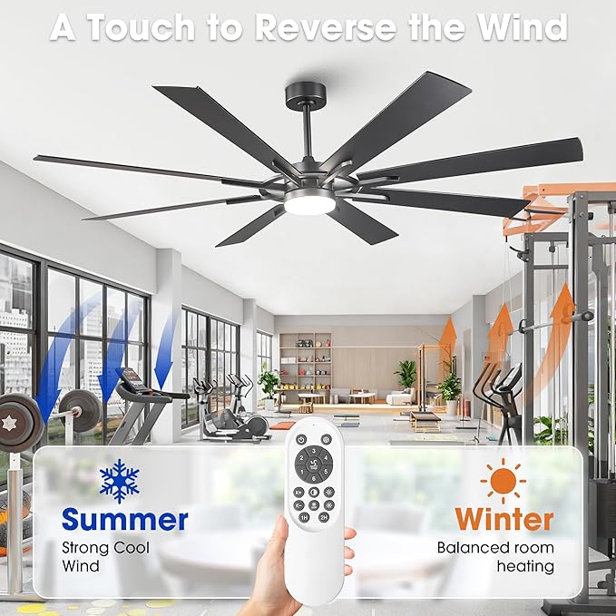 Ceiling Fans with Lights and Remote/ APP, 72 Inch Farmhouse Chandelier Ceiling Fan for Bedroom Living Room, Black Industrial Lighting Ceiling Fans Outdoor Indoor, 6-Speed DC Motor Reversible 8 Blades