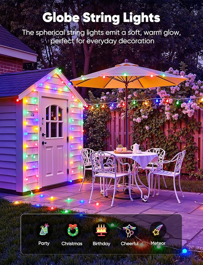 Minetom Multicolor Globe String Lights, 33 Feet 100 Led Fairy Lights Plug in, 8 Modes with Remote Mini Globe Lights for Indoor Outdoor Bedroom Party Wedding Garden Christmas Tree Decor, Multicolor