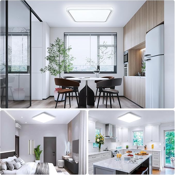 15.7Inch 32W Square LED Ceiling Light Fixtures Flush Mount, 5000K Daylight White LED Ceiling Lamp, Surface Mount Modern Ceiling Lights, White Slim Flat Panel Lighting for Bedroom, Kitchen, Bathroom