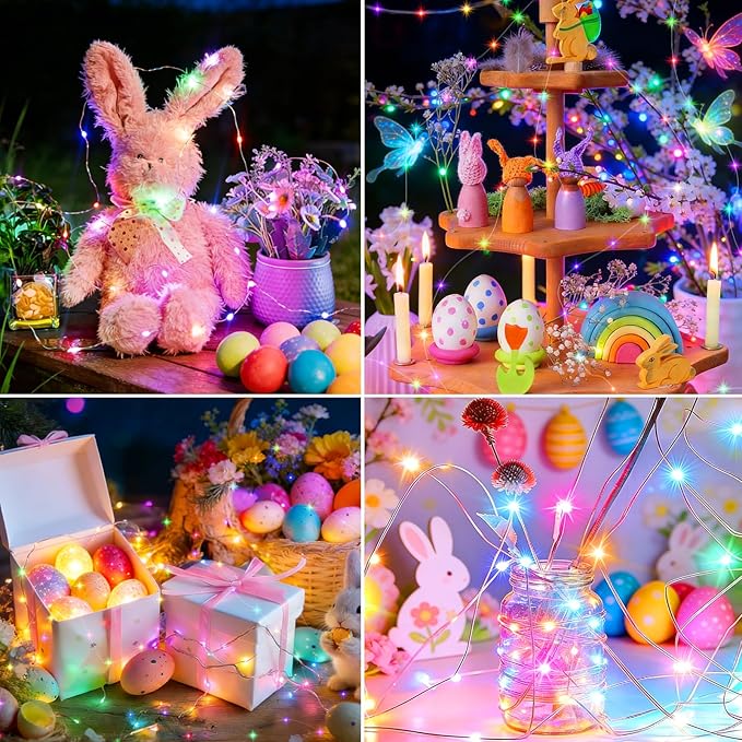 12Pack Fairy Lights Battery Operated, 7ft 20 LED 3 Modes Speed Twinkle Mini String Lights Waterproof Silver Wire Firefly Starry Lights for Mason Jars Wedding Party Christmas Easter Decorations