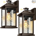 VIANIS Advanced Motion Sensor Light Outdoor, 2 Pack Large Bronze Exterior Lighting Fixtures, Easy-to-Install, Aluminum Waterproof Porch Lights Outdoor with Water Glass for Porch, Garden, Front Door