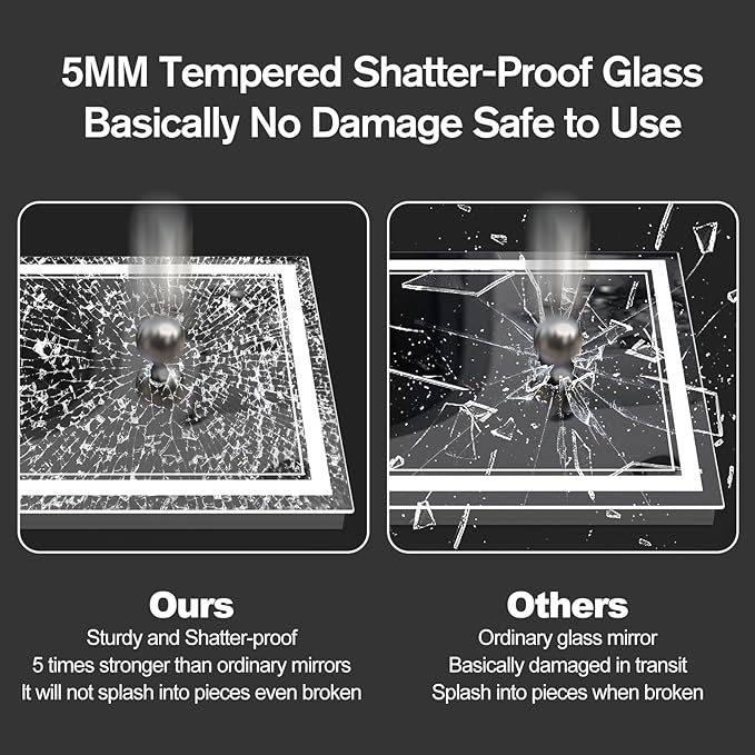 OKPAL 24x32 LED Bathroom Mirror, Anti-Fog Lighted Bathroom Mirror, Dimmable Lighted Vanity Mirror, LED Vanity Mirror with Lights, Shatterproof, ETL Listed, Horizontal/Vertical