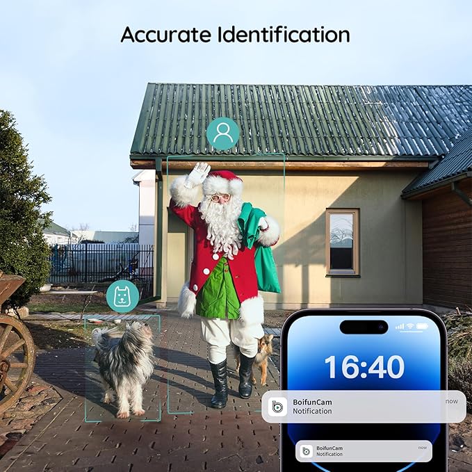 BOIFUN Video Doorbell Camera Wireless – No Subscription Required, 2K HD, 166° Wide View, HDR Night Vision, Motion Alerts, Two‑Way Audio & Battery Video Doorbell with Chime, 2.4 GHz Wi‑Fi Only