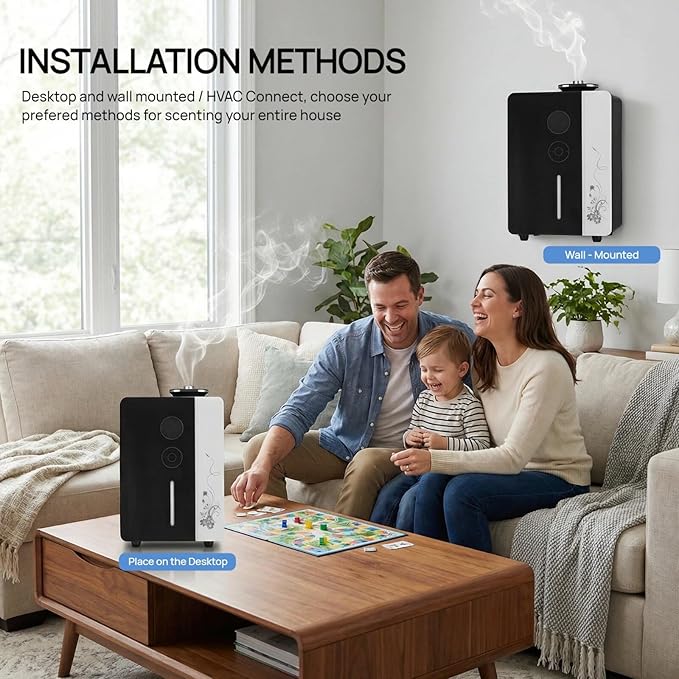 Diffuser - WiFi Air Machine for Home & Commercial Use, Covers 7500 sq. ft., Waterless Cold- Air Nebulizing HVAC Oil Diffuser for Large Room, Hotel, Spa, Office