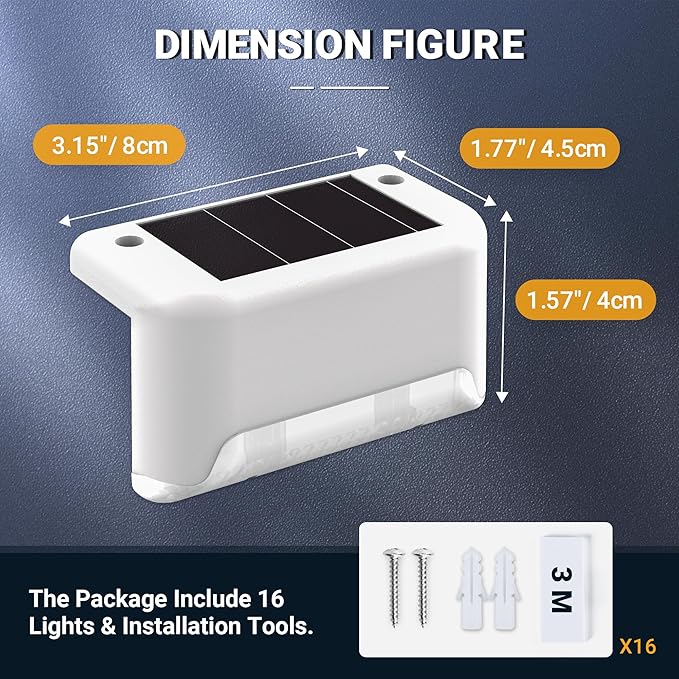SOLPEX Solar Fence Lights Outdoor 20 Pack, Solar Step Lights Waterproof Led Solares Light for Outdoor Stairs, Deck, Fence, Yard, Patio, and Balcony(Warm White)
