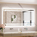 TETOTE LED Light up Bathroom Mirror Wall Mounted 48 x 24 Inch Brighter Front and Backlit Lighted Bathroom Vanity Anti Fog Mirror with Lights, 3-Color Dimmable Illuminated, Waterproof