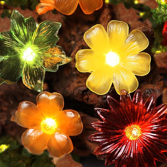 JASHIKA Cute Flower Fairy Lights String of Flowers for Decorating Floral Garland for Wedding Christmas Bedroom Lights 6.5ft 20LED Dual Power USB or Battery