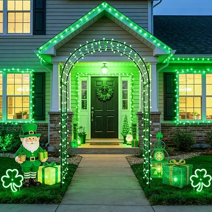 JMEXSUSS Connectable 100 LED Globe String Lights Indoor, 33ft 8 Modes Christmas String Light Plug in, Green Lights Outdoor for Room Bedroom Patio Deck Party St. Patrick's Day Decorations