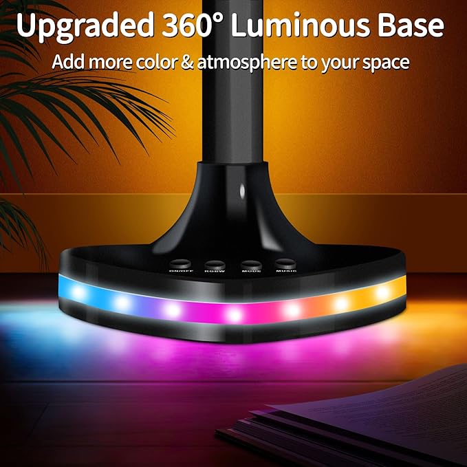 LanSuper Corner Floor Lamp,Smart RGB LED corner Floor Lamps with Luminous Base,21W 1800LM Super Bright Floor lamp with APP&Remote,LED corners lamp with Music Sync&16Million Colo,Ambient Lighting-Black