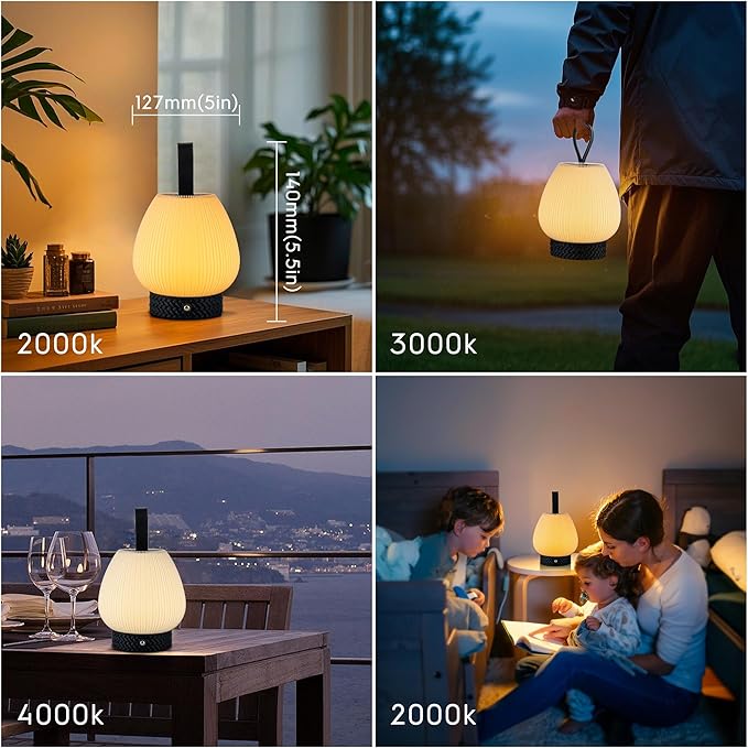 Touch Night Light, Dimmable Small Table Lamps, Rechargeable Portable Bedside Lamp for Bedroom, LED with Warm White Lights, Modern Nightstand Light for Living Room(Black)