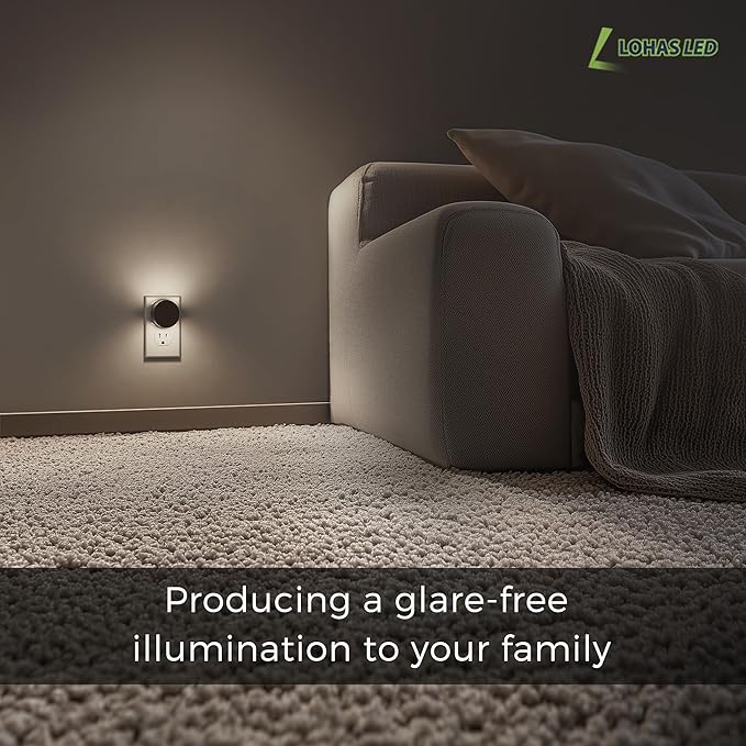 L LOHAS LED Night Lights Plug into Wall,[2-Pack] Plug in Night Light with Light Sensor,Brightness Adjustable,5000K Daylight White,Nightlight for Hallway Bedroom Bathroom