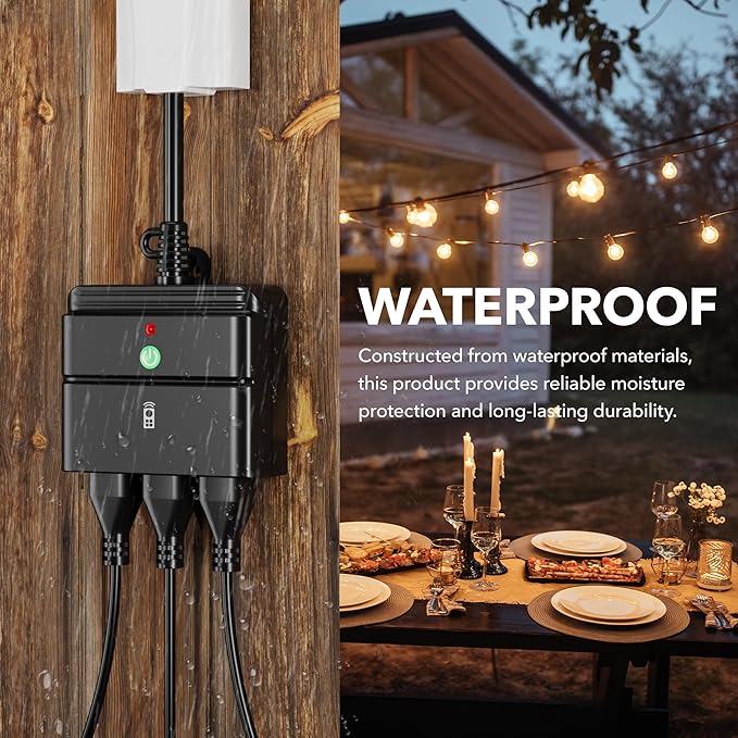 BN-LINK Outdoor Mechanical Timer with Wireless Remote Control Outlet Timer