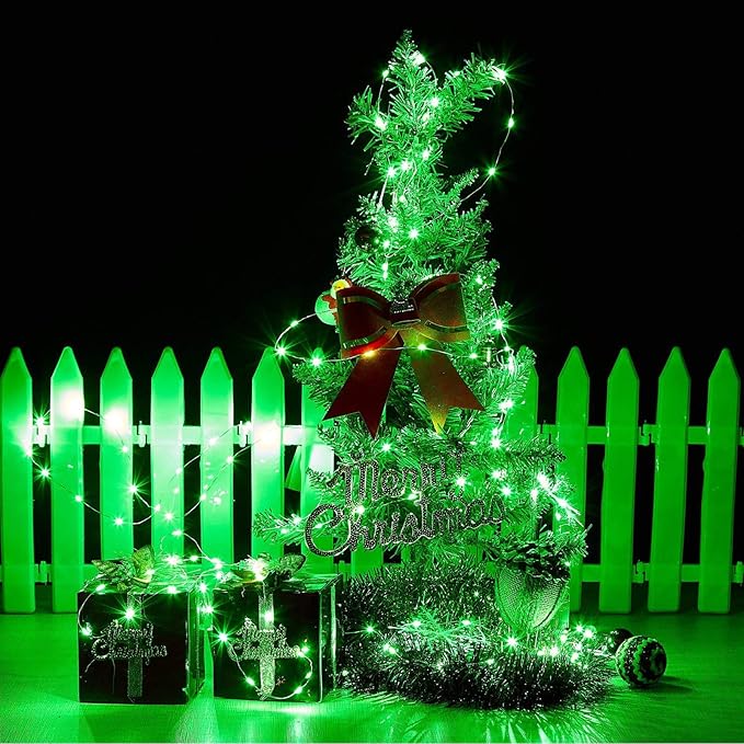 RUICHEN Plug in Fairy String Lights with Switch, Waterproof 66 Ft 200 LED Copper Wire Firefly Lights for Christmas, Parties, Wedding, Ceiling, Craft, Vases, Green
