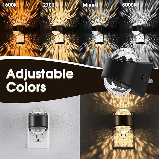 Briignite Night Light Plug into Wall, Color Changing Night Light for Kids, 3CCT Diamond Design with Galaxy Star Projector, Dusk to Dawn Sensor for Nursery Bathroom Bedroom Gaming Room Decor Gift