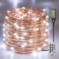 Plug-in Fairy Lights, 33 Ft 100 LED String Light with Remote, 8 Modes, Timer and Dimming Twinkle Lights for Indoor, Bedroom, Party, Decoration, Holiday, Cold White