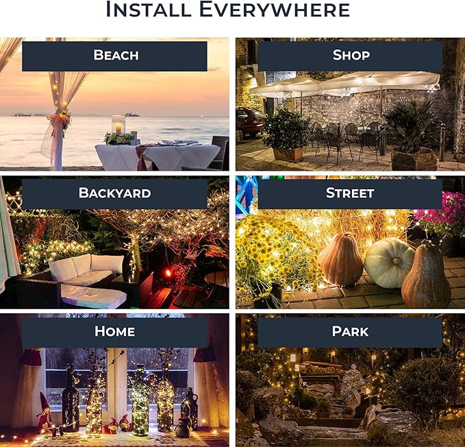 VOOKRY Solar Fairy String Lights for Outside, 10 Strands 200 LEDs Solar Powered Waterfall Lights Outdoor Waterproof, 8 Modes Watering Can Lights for Patio Yard Garden Tree Decorations(Warm White)