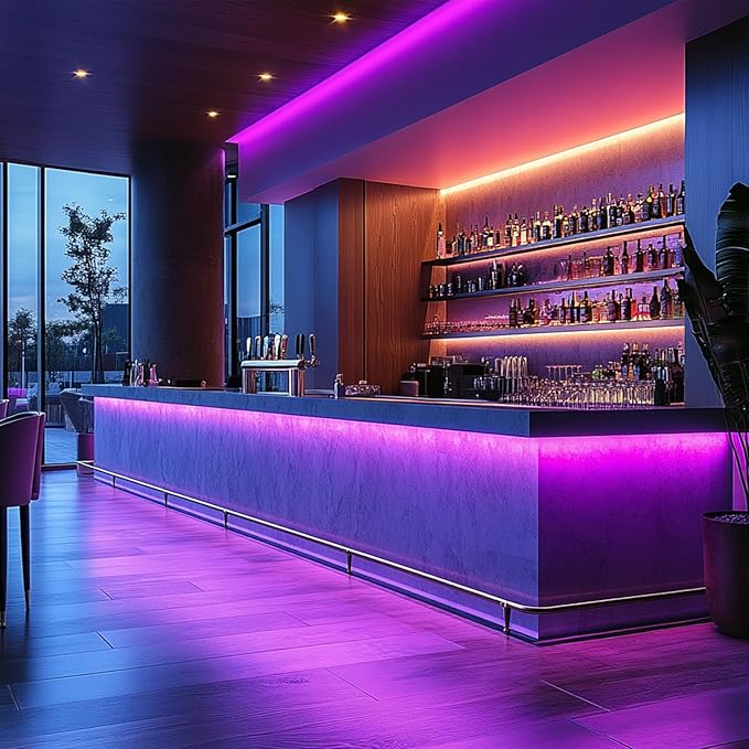 LED Strip Lights 24V COB LED Purple Super Bright LED16.4ft Dotless High Density 14W/m, 8mm Width Cuttable Flexible for Home DIY led Purple Commercial Decoration Projects (No Power Supply)