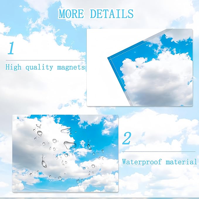 Fluorescent Light Covers for Ceiling Lights -Magnetic Cloud Cover for Fluorescent Or LED Fixture 2ft x 4ft Classroom,Home,Office Decoration Filters Overhead Lighting-Cloud White-Cloud white