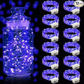 Aogist 12 Pack Fairy Lights 3 Modes 7ft 20 LED Waterproof,Battery Operated Silver Wire Firefly Starry Moon Mini String Lights for Mason Jars Christmas DIY Crafts Wedding Party Bedroom,Blue