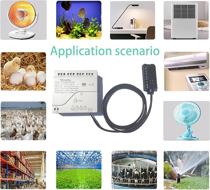 4CH WiFi Tuya Smart Temperature and Humidity Sensor,Dry Contact,Remote Application Control and Monitoring Function, Voice Control, Smart Scene, Compatible with Alexa and Google Home, White