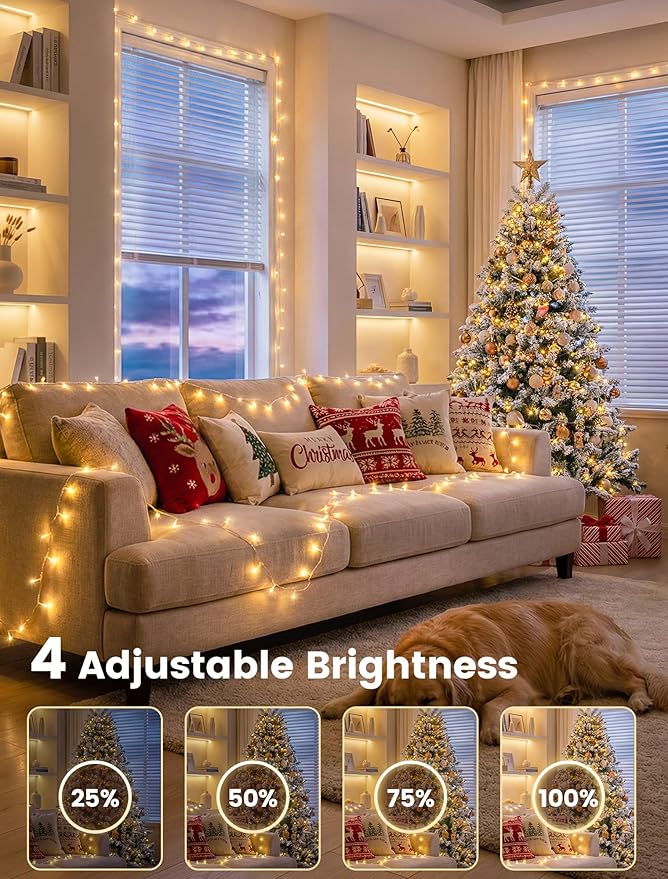 String Lights Indoor Bedroom,98FT 200 LED Fairy String Lights Outdoor Waterproof, Memory Twinkle Christmas Light Plug in for Classroom Dorm Patio Tree Garden Decor(Warm White with Remote)