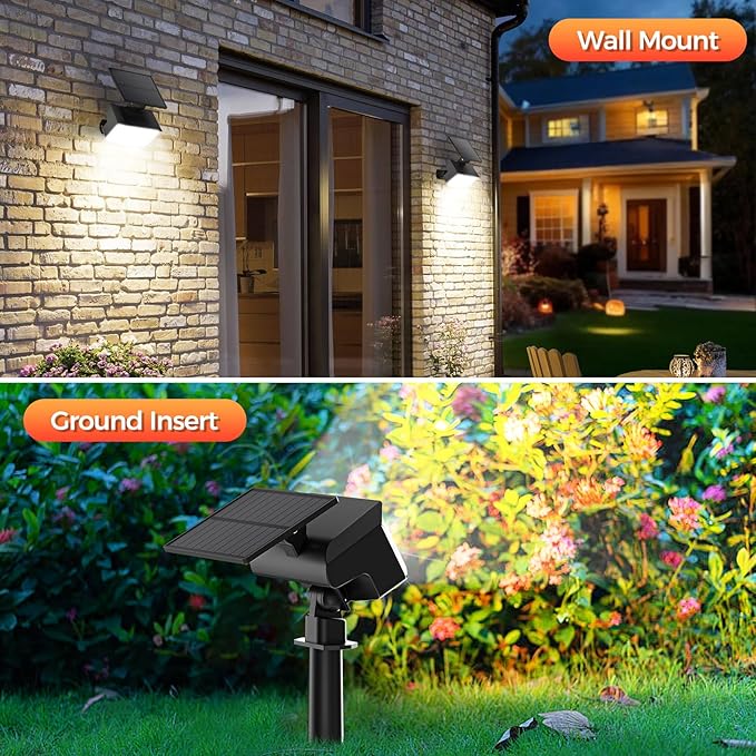 Large Solar Spot Lights Outdoor Waterproof IP67, 1000 Lumens High Brightness, 92 LEDs Solar Spotlight with 3 Lighting Modes, Dusk to Dawn Solar Landscape Lights for Yard, Garden (Cool White)- 8 Pack