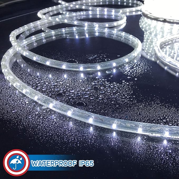 Russell Decor LED Rope Lights Festival Holiday Party Seasonal Christmas Decoration 30ft - 200ft Customized Available (Cool White, 20)