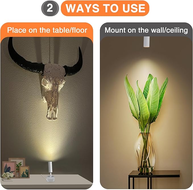 LED Spot Lights Indoor Uplighting Spotlight with Memory Function 3000K/4000K/5000K Up Lights Indoor 120V Dimmable Uplights for Plant & Accent Lighting 2 Pack