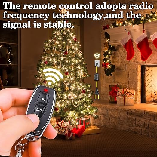 AC110V Outdoor Wireless Remote Control Power Switch, AC110V/120V/250V/20A Heavy Duty Weatherproof Smart Outlet Plug with 2-Way Y-Splitter,164FT Range for Lamps,Pumps,Dust Collectors