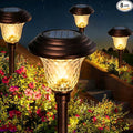 BEAU JARDIN 8 Pack Solar Pathway Lights Outdoor Solar Powered Waterproof Glass Christmas Gift High Lumen for Garden Landscape Path Yard Walkway Driveway White Color Changing Bronze