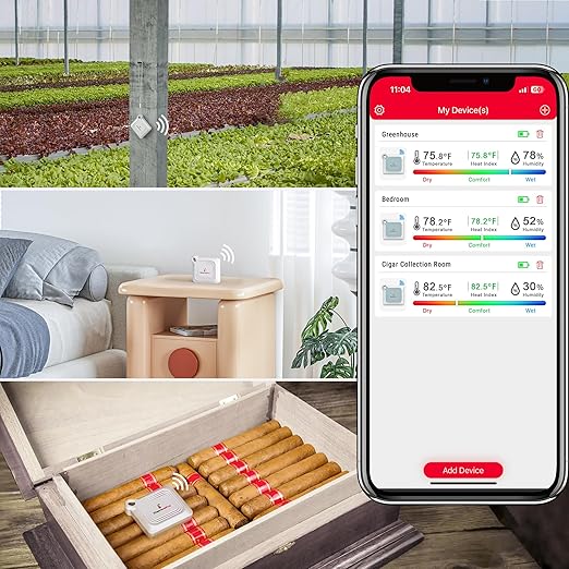 ThermoPro Bluetooth Hygrometer Thermometer for House, 260FT Temperature and Humidity Monitor, Remote App Control Humidity Temperature Sensor, 2-Year Data Storage Export for Greenhouse Room, 2 Pack