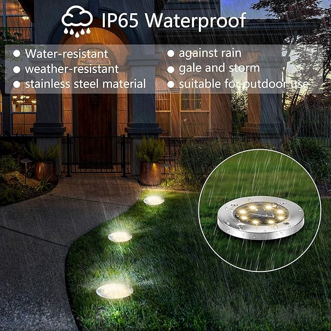 ZGWJ Solar Ground Lights,16 Pack Waterproof Solar Garden Lights, Upgraded Outdoor Garden Waterproof Bright in-Ground Lighting, Landscape Lighting for Pathway,Yard,Deck,Lawn,Patio,Walkway Warm White