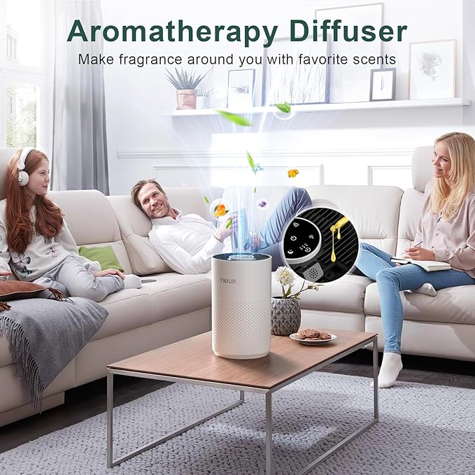 Air Purifiers for Bedroom Home up to 1250 ft² - Vniup H14 True HEPA Room Air Purifiers for Bedroom, with Fragrance Function Sleep Mode& Light Mode Air Cleaner for Pet Dander Odor Dust Smoke