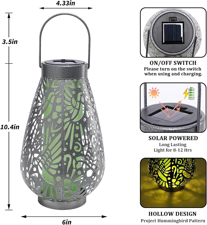 Afirst Solar Lanterns Outdoor, Hanging Solar Lights Waterproof Decorative Lanterns for Yard, Patio, Lawn, Tabletop, Pathway, Landscape, Garden Decor Gifts
