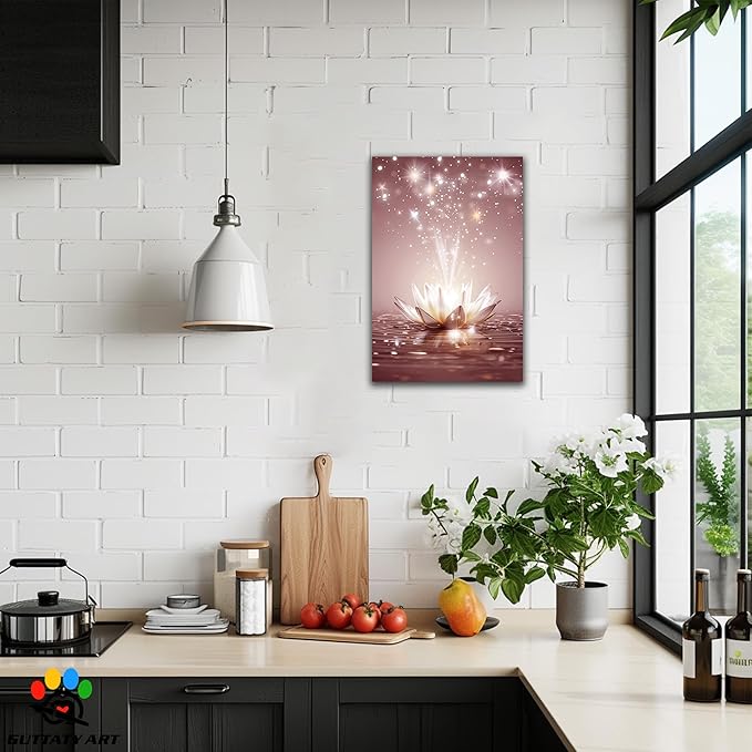 Zen Lotus Floral Pictures Wall Art, Water Lily Bloom Picture, Lotus Flower Canvas Art Print, Calm Relax Poster, Spiritual Zen Flower Print for Zen Office Decor Meditation Poster32x48 inch