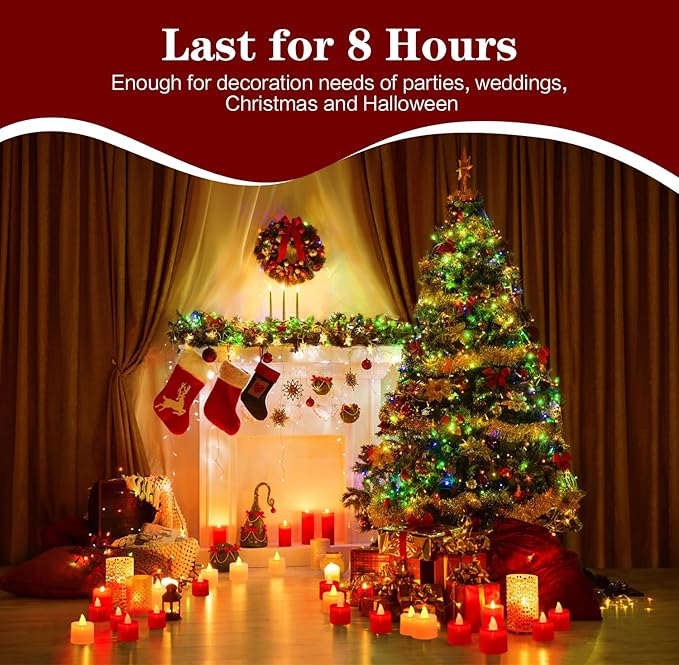 KOABY 25 Pack Flameless Votive Candles, Last 8H+, Red Light, No Timer No Flickering
