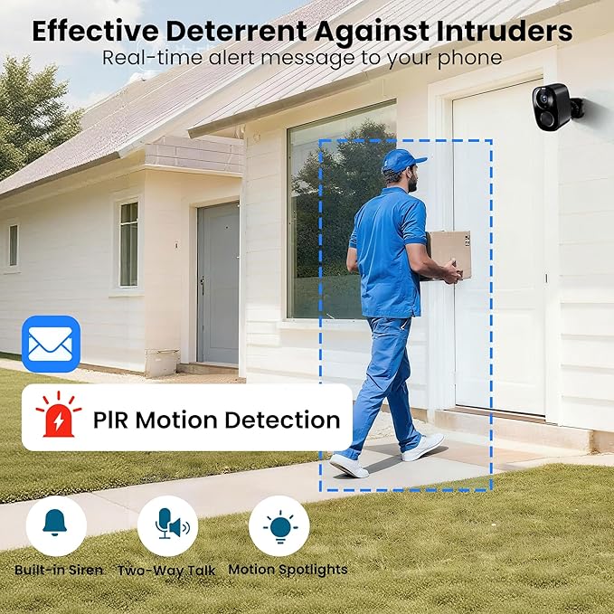 2026 Upgraded 2K Security Cameras Wireless Outdoor (2-Pack), Free Cloud & SD Storage, Long Battery Life, 2.4G/5G Wifi Support, Motion Detection, Color Night Vision, Spotlight, Waterproof, 2-Way Talk