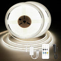 COB LED Strip Lights, Dotless LED Lights with Remote& App, 49.2ft Natural White 4000K Super Bright Dimmable 24V Flexible LED Tape Light,Kitchen Cabinet,Office,Stairs,Shelf Indoor Lighting.