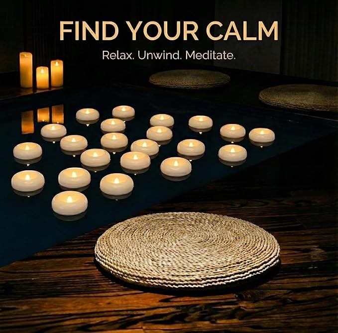 Aignis 24pcs Flameless Floating Candles Waterproof, 200Hr 3”LED Floating Tea Lights with Battery, Water-Activated Candles for Pool, Wedding Centerpieces, Bath & Spa, Easter Decoration (Elegant White)