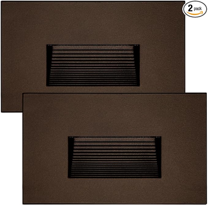 Maxxima Horizontal LED Step Light, Indoor/Outdoor Stair Light, 3 CCT Color Selectable 3000K, 4000K, 5000K, 50 Lumens, Oil Rubbed Bronze, 2-Pack