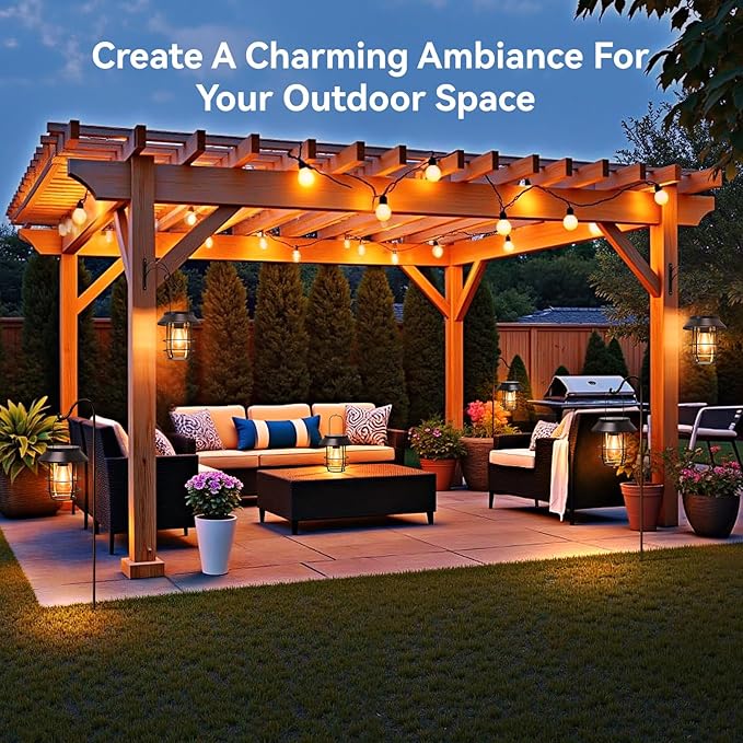 Solar Lanterns Outdoor Waterproof, High Brightness Hanging Solar Lights for Outside with Wall Hooks, Halloween Decor Retro Metal Outdoor Lanterns Auto On/Off for Patio, Yard Decor, Black,4Pack