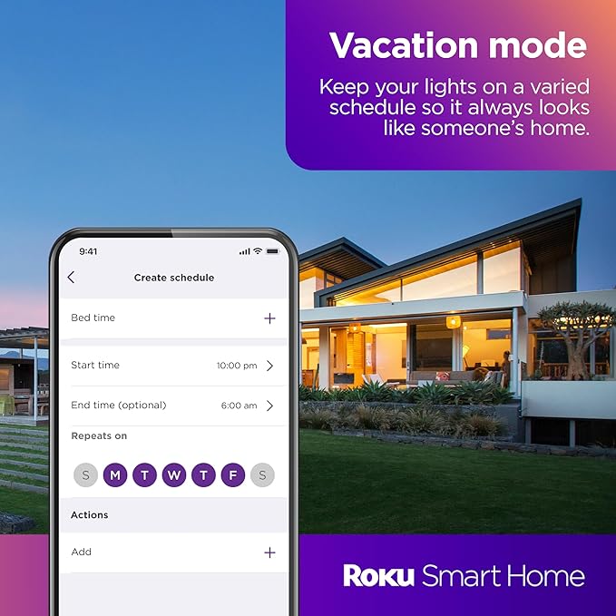 Roku Smart Light Bulbs (White, 4-Pack) - Dimmable A19 Lightbulbs with Adjustable Brightness & Temperature - WiFi Smart Bulbs Works with Roku Voice, Alexa & Google Assistant, No Hub Required