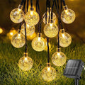 Metaku Solar String Lights for Outside, 20FT 30 LED Crystal Globe String Lights, Solar Powered Outdoor Lights with 8 Lighting Modes, Patio Hanging Lights for Garden, Camping and Party Décor Warm Whit